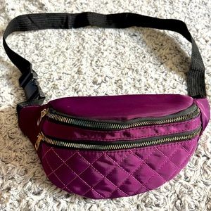Plum Quilted Belt Bag Waist Fanny Pack Purple Purse Kawaii Travel Classic Sport
